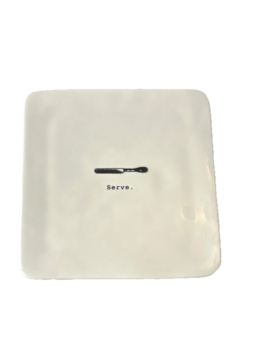 Rae Dunn Artisan Collection by Magenta  "Serve" Bread or Cheese plate 6x6” White